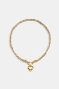 Lumé Simple Heart Pendant Necklace, Pink & Coffee Brown