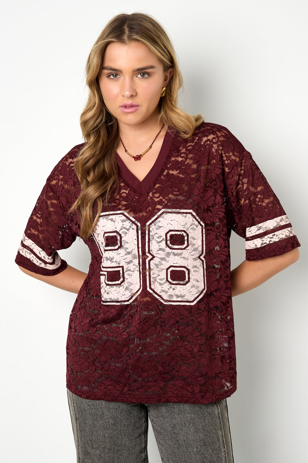 Woven Polyester Fiber Women's T-shirt Sporty Color Clash