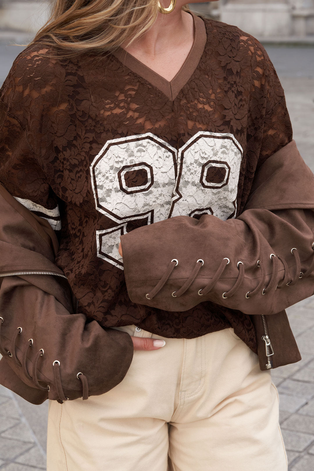 Woven Polyester Fiber Women's T-shirt Sporty Color Clash