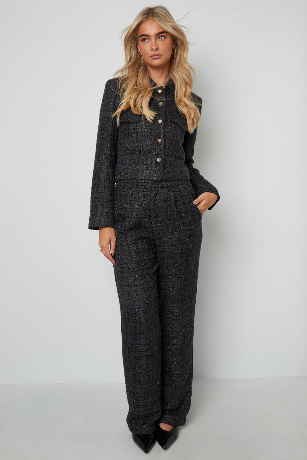 Elegant Checkered Straight Pants for Fall/Winter