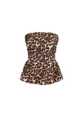 Polyester Women's Strapless Top Leopard Print Peplum Design