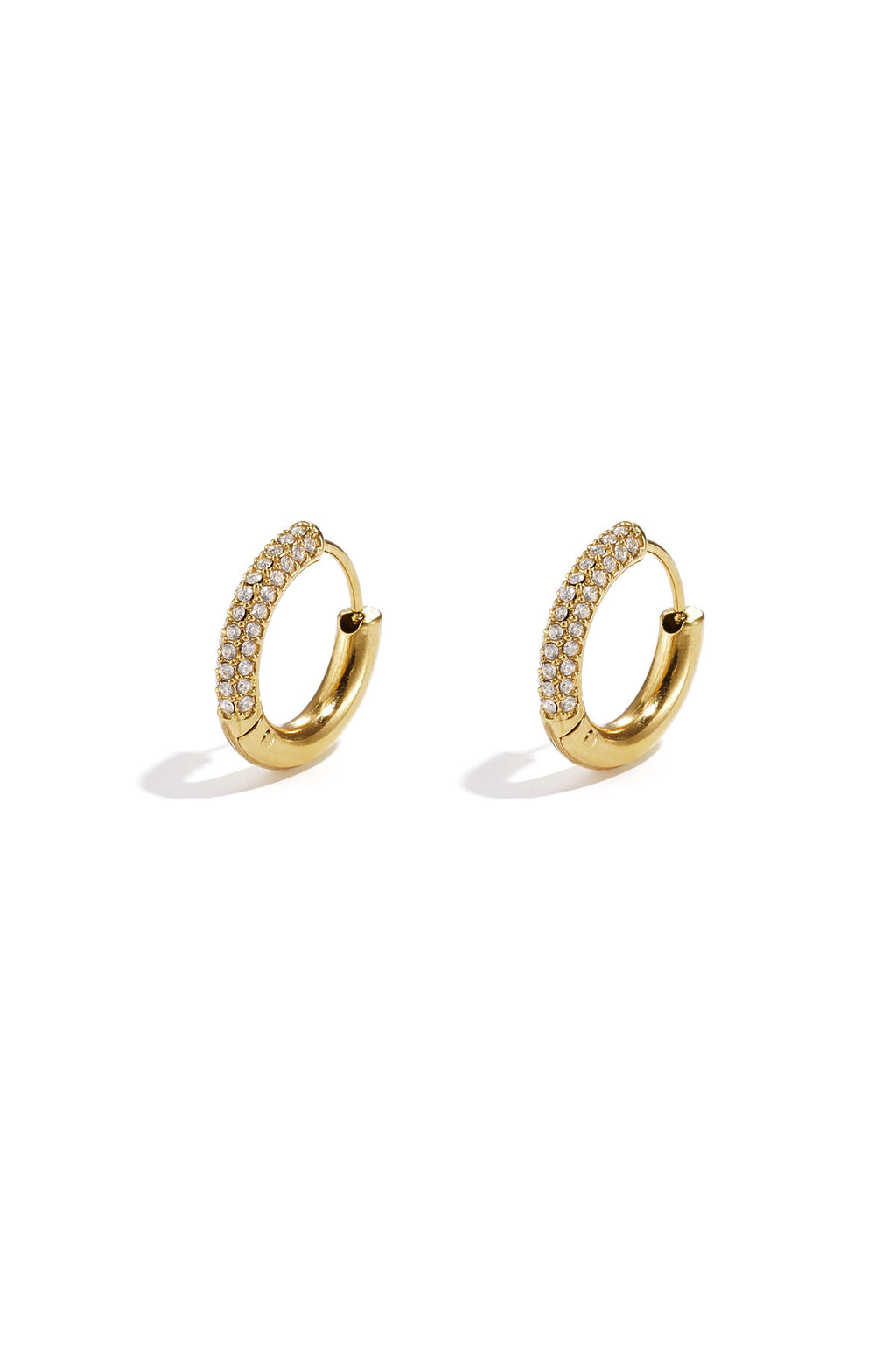 Elegant Rhinestone Hoop Earrings - Silver & Gold