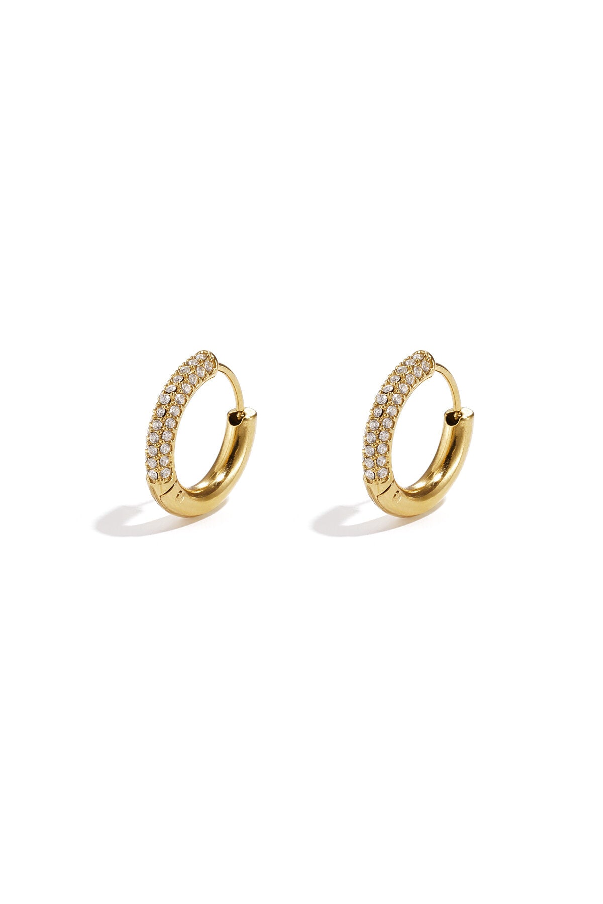 Elegant Rhinestone Hoop Earrings - Silver & Gold