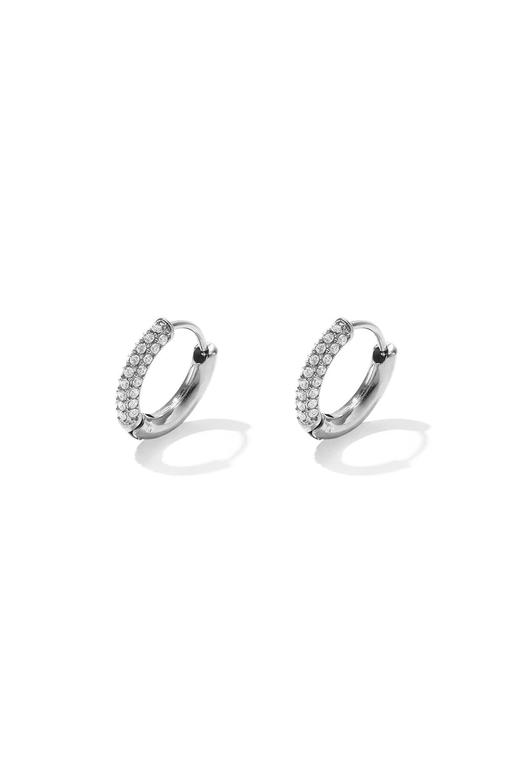 Elegant Rhinestone Hoop Earrings - Silver & Gold