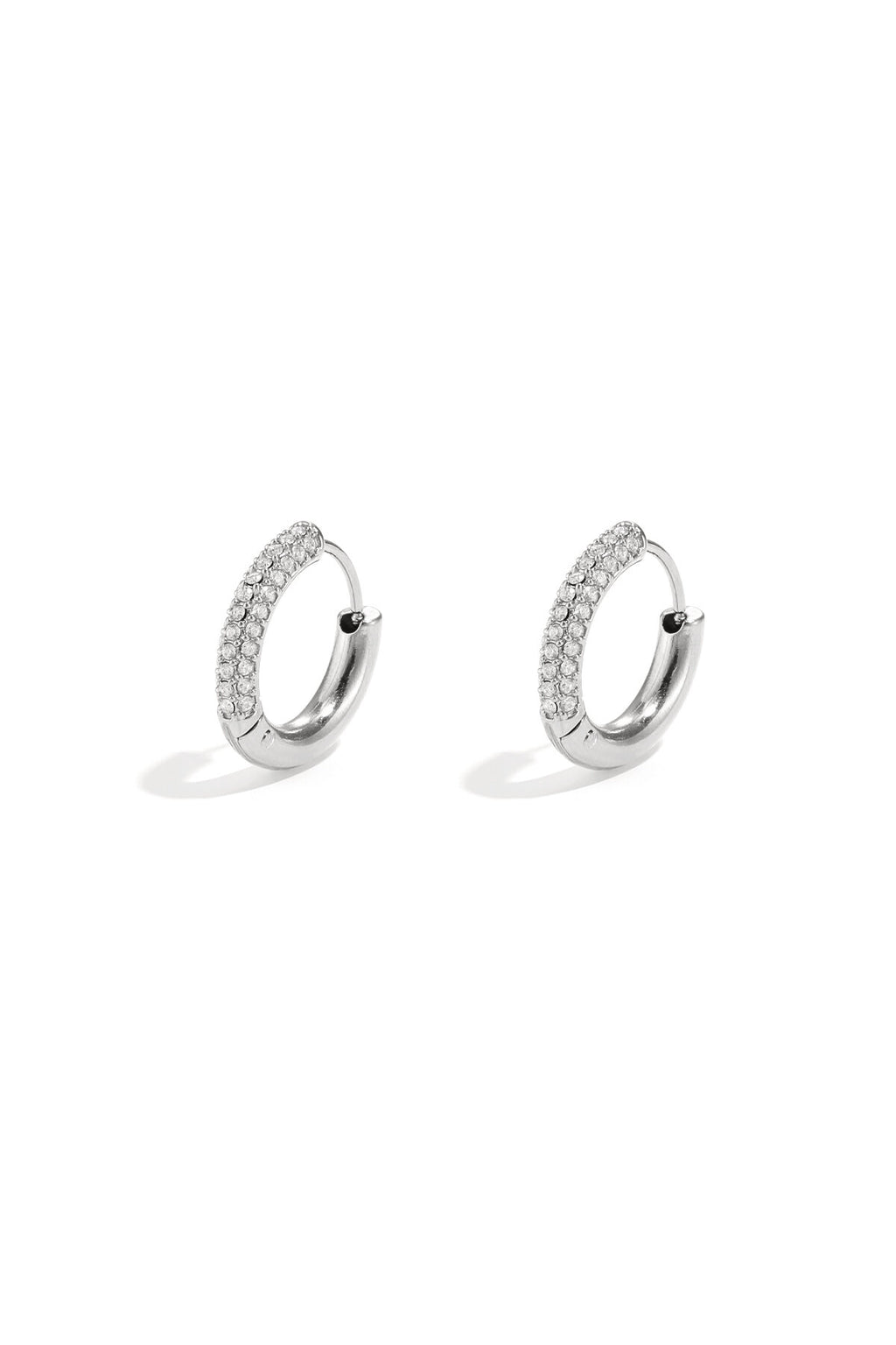 Elegant Rhinestone Hoop Earrings - Silver & Gold