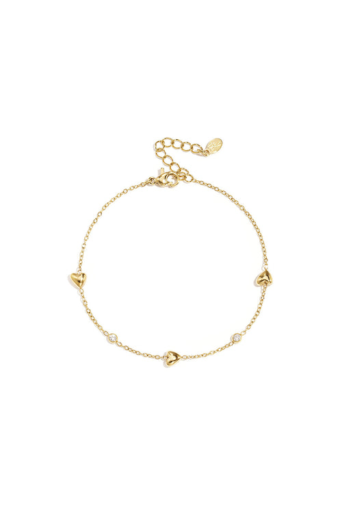 Elegant Heart Charm Bracelet for Women, Silver & Gold