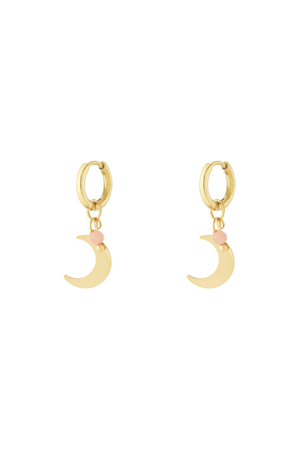 Earrings with moon charm and coloured bead