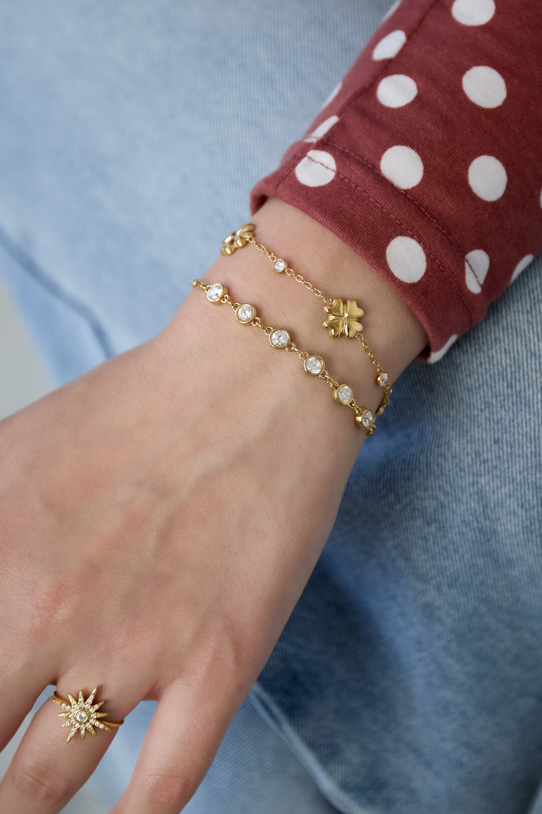 Stylish Silver & Gold Clover Charm Bracelets
