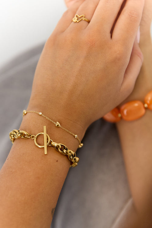 Elegant Heart Charm Bracelet for Women, Silver & Gold